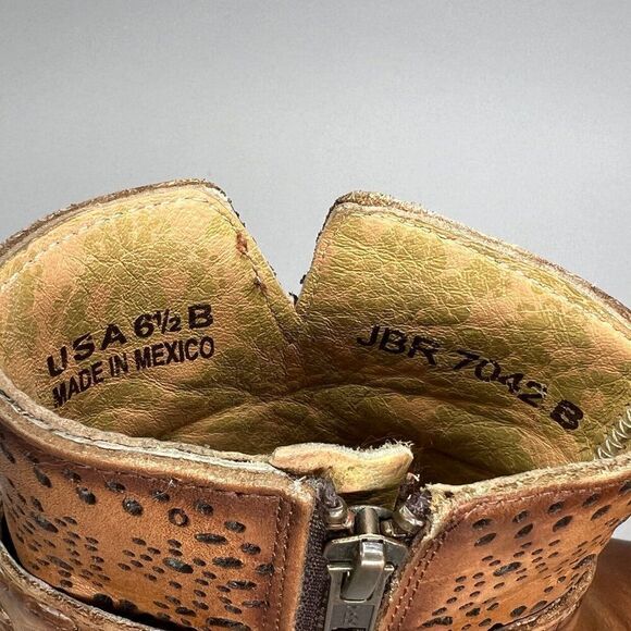 J.B. Dillon Women's Size 6.5 Brown Leather Western Ankle Boots - Picture 11 of 11